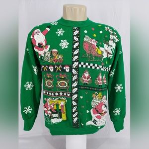 Vintage 90's Nut  Cracker  All-Over Print Sweatshirt ChristmasSanta Claus,Size:S